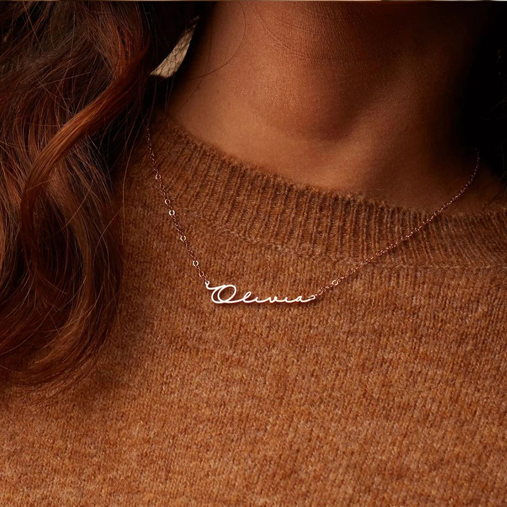 Customized Stainless Steel Initial Name Necklace Custom Personalized Letter Choker Necklace Pendant Nameplate Gift Dropshipping
