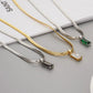 Vinagte Squares Crystal Pendant Necklace for Women Dazzling CZ Gold Color Stainless Steel Choker Snake Chain on Neck Jewelry
