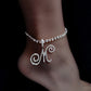 Cursive Initial Name Letter CZ Anklets Bracelet For Women Bling Shiny Crystal Tennis Chain Anklet Fashion Beach Leg Foot Jewelry