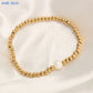 Golden Plated  Stainless Steel Elastic Rope Bracelet with Pearl  Bead Accent Women Bracelets