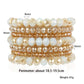 Bohemian 7Pcs/Lot Crystal Beads Bracelet Set For Women Men Multilayer Wris Transparent Colorful Glass 4/6/8mm Elastic Jewelry