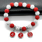 Red sorority society DELTA DST letter charm Rhinestone bead elastic bracelet bangle