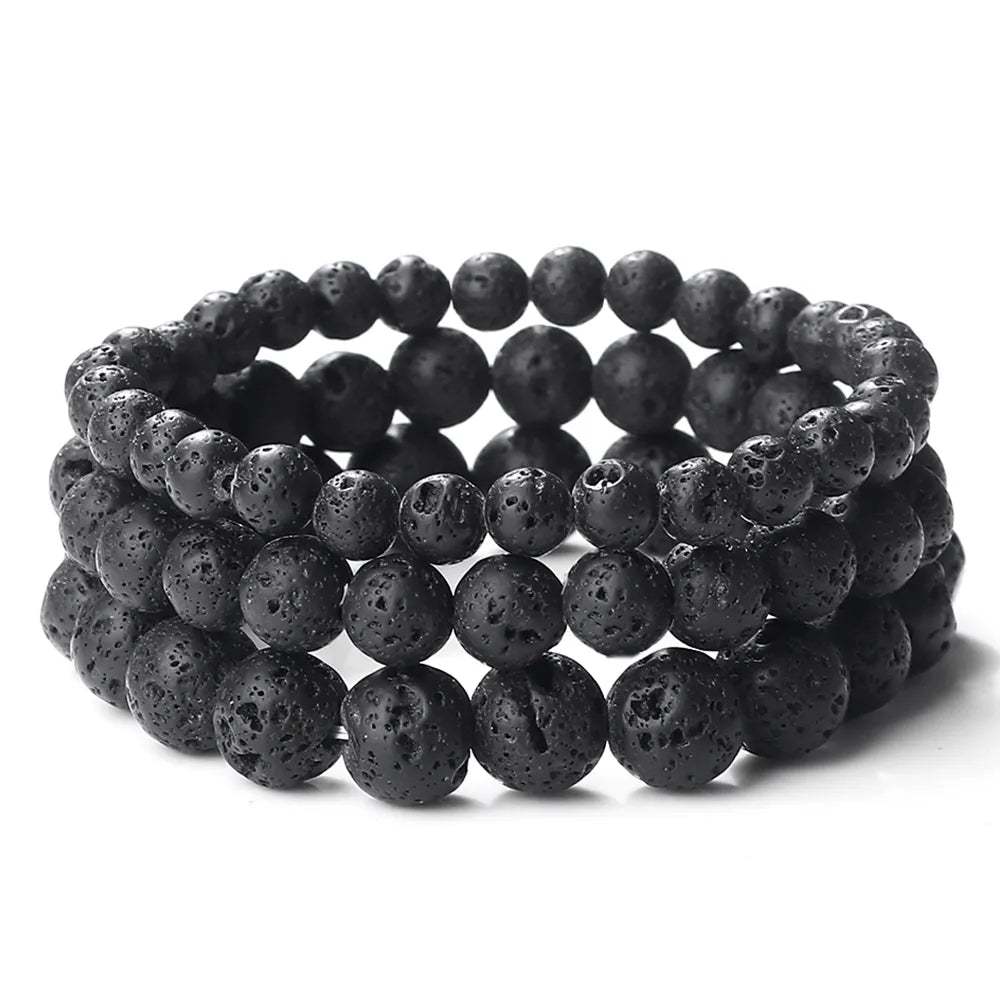 6/8/10mm Beads Stretch Bracelet for Women Men Natural Volcanic Lava Stone Charm Bracelets Bangles Energy Yoga Meditation Jewelry