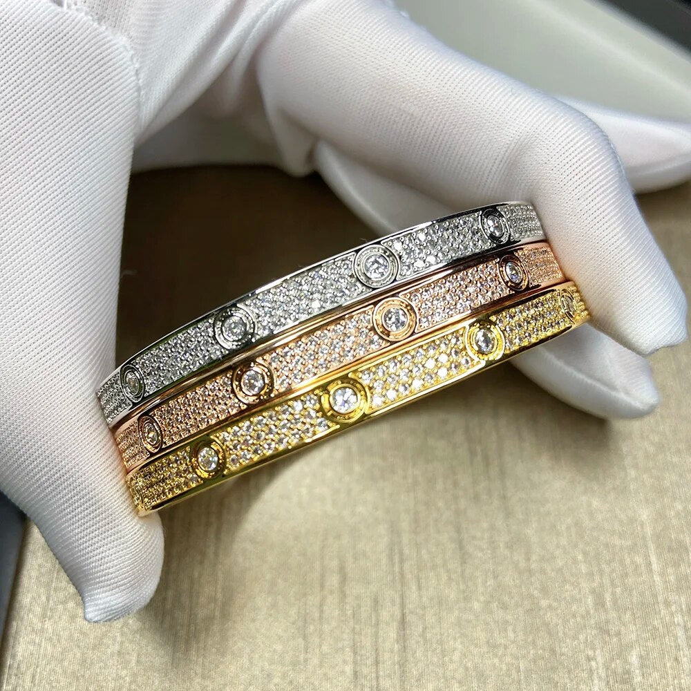 Fashion Designer Titanium Steel Bracelet For Women 18k Gold Plating Inlaid Zircon Bracelet Female  pulseras mujer