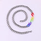 Stainless Steel Cuban Chain for Men Women Colorful Rainbow LGBT Gay Pride Neck Chains Hiphop Choker Necklace Collar Jewelry New