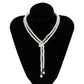 Pearl Choker Necklace with Dangling Crystal Pendant