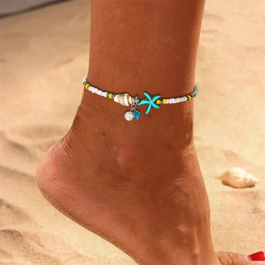 Boho Starfish Beaded Anklet