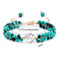4mm Double Row Green Black Natural Stone Braided Bracelet Lucky Life Tree Charms Adjustabele Bangles Chain Jewelry Gift Friend