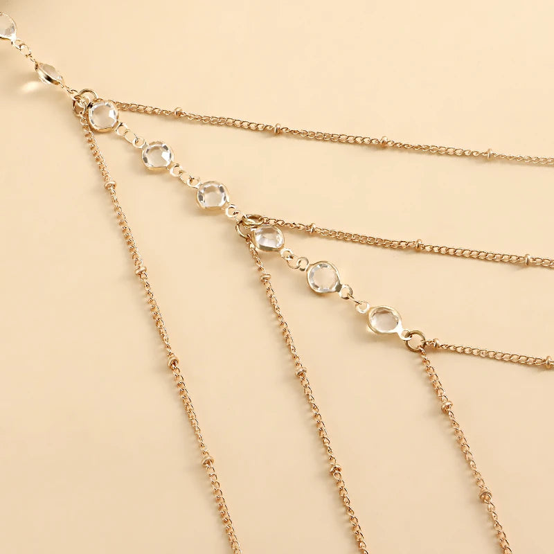 2023 Trendy Bohemian Body Chain anklets for women Layered Heart-shaped Crystal Star Zircon Pearl Shell Elastic Hot Thigh Chain
