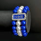 Fashion Greek sorority society ZETA PHI BETA letter Label Metallic enamel Pendant Multi-layer pearl bead bracelet