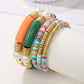 Bohemian 5Pcs/Lot Colorful Soft Ceramic Acrylic Bracelet Set For Women Ethnic Style Imitation-pearl Wristhand Bead Friends Gift