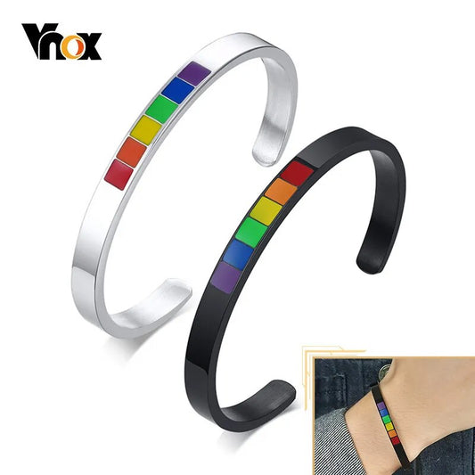 Pride Love Rainbow Color Cuff Unisex Bangle BraceletUs