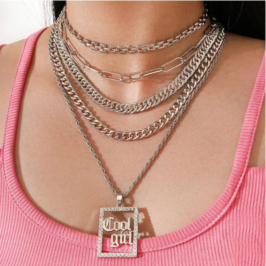 Cool Girl Layered Silver Women's Necklace