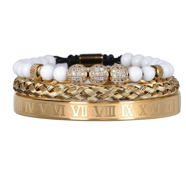 Roman Numeral Crown Bracelet Set