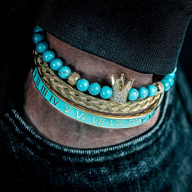 Roman Numeral Crown Bracelet Set