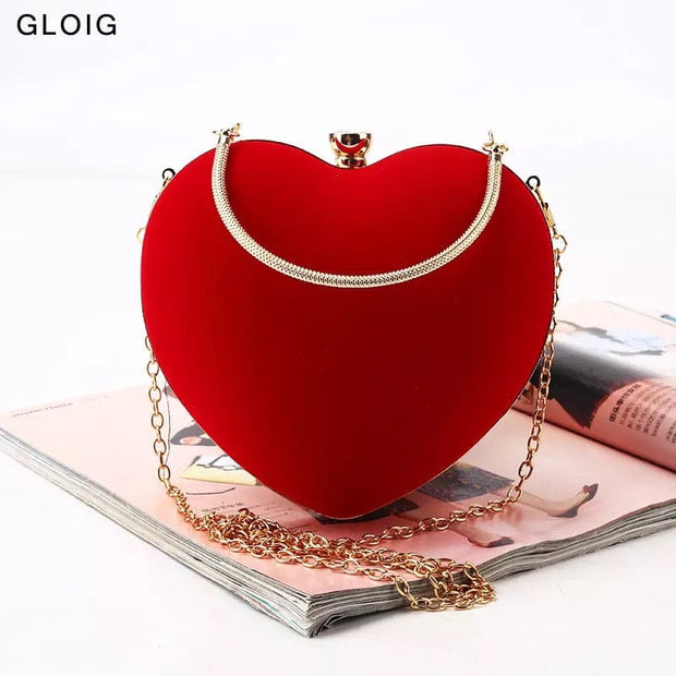 Heart Shaped  Handbagd-Available In Red  or Silver