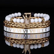 Roman Numeral Crown Bracelet Set