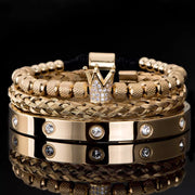 Gold Crown 3 Piece Men's GoldBracelet