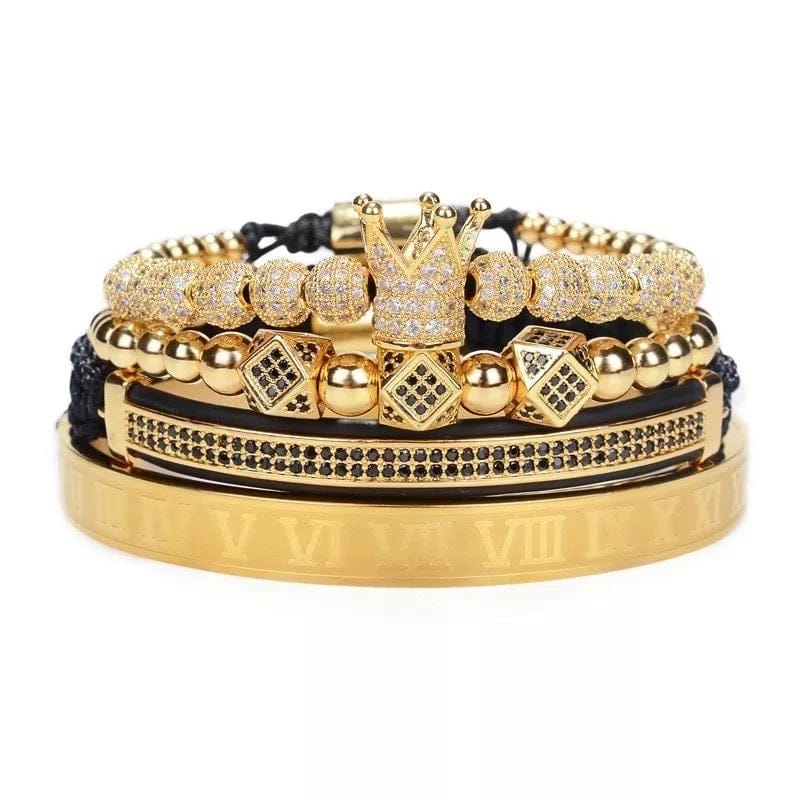 Luxury Royal  Crown Gold Men’s 4Piece Bracelet Set