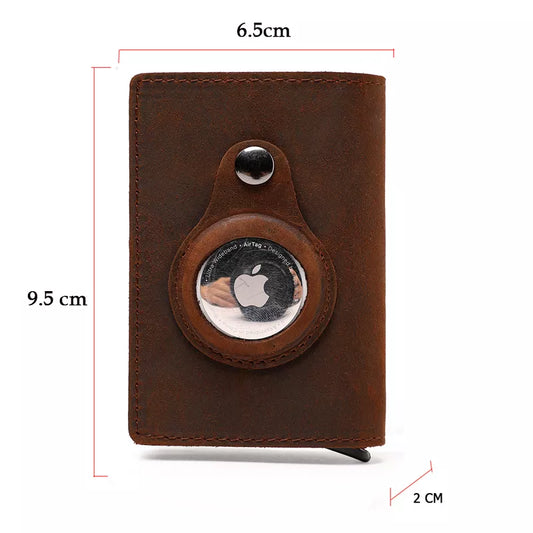 Genuine Leather Wallets For Apple Airtag Case Multi Card Holder Men Wallet Credit Card Holder Vintage Purses With Money Clips