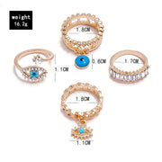 4Pcs/Set Gold Color Evil Eye Women's Rings