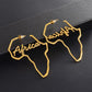 Gold Large  Africa Map Earrings