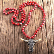 Bull Head Charm Pendant Handmade Bohemian Women Statement  Necklace Women