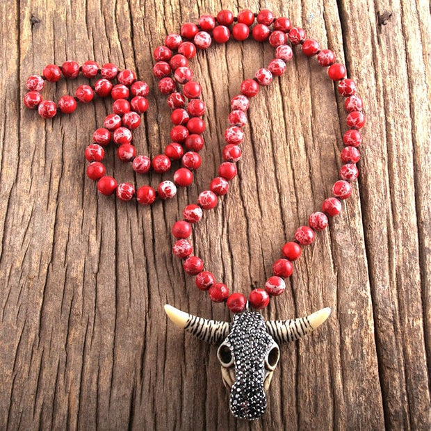 Bull Head Charm Pendant Handmade Bohemian Women Statement  Necklace Women
