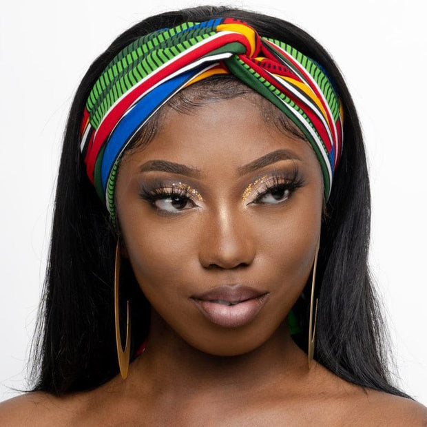 African Women Large Half Hoop Gold Drop Earrings