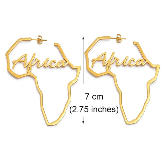 Gold Large  Africa Map Earrings
