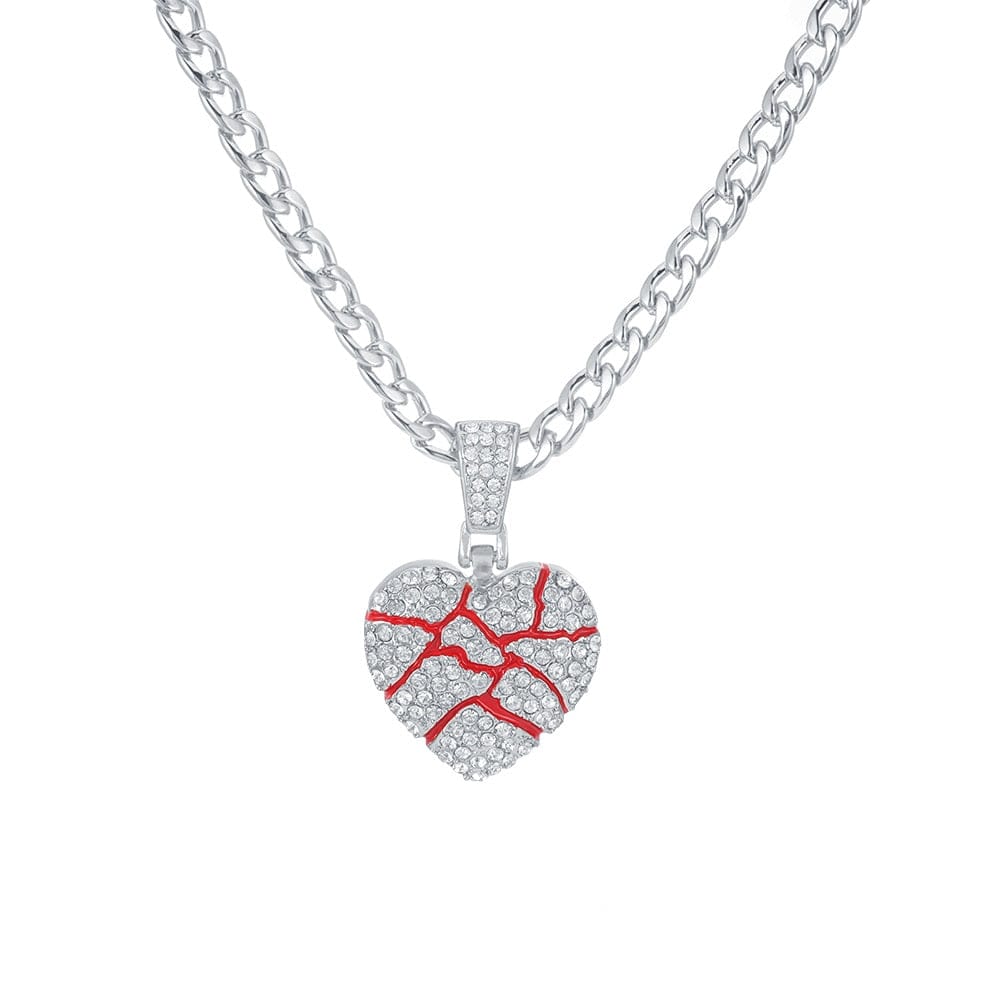 Hip Hop Iced Out Bling  Out Broken Heart NECKLACE