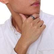 Meditation  Silver Men's Spinner Anxiety Ring