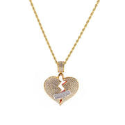 iced out bling Broke heart Unisex Necklaces
