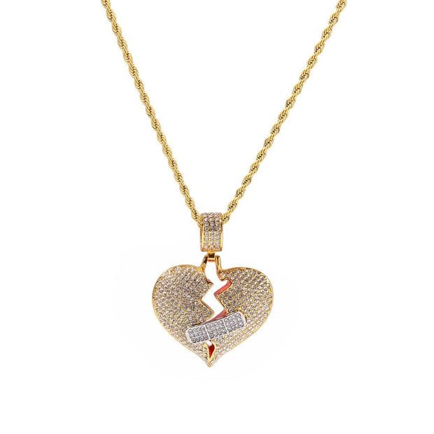 iced out bling Broke heart Unisex Necklaces