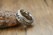 Meditation  Silver Men's Spinner Anxiety Ring