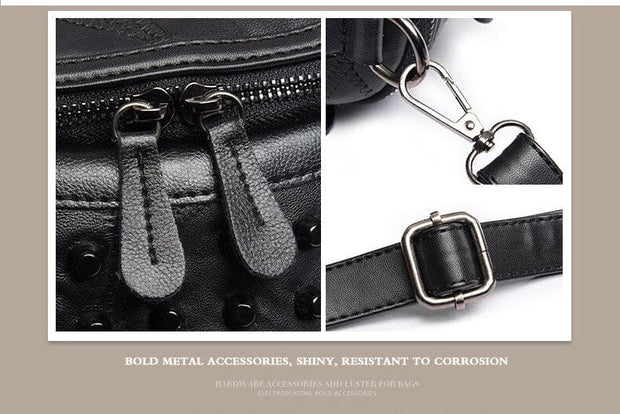 Black Studded Messenger  Women's Handbag