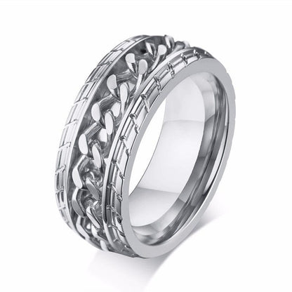 Meditation  Silver Men's Spinner Anxiety Ring