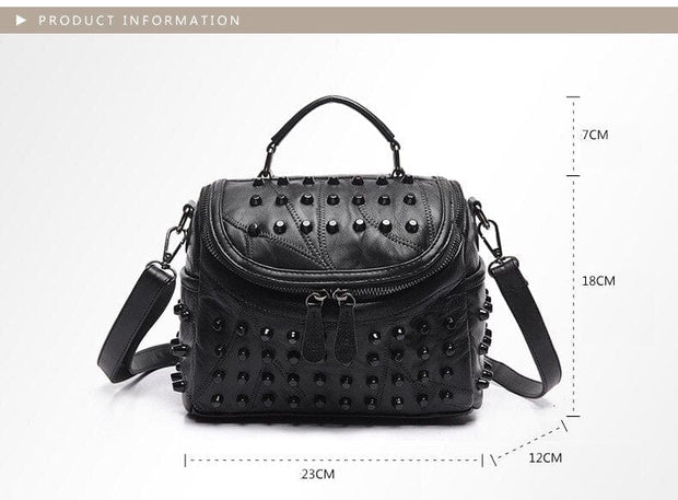 Black Studded Messenger  Women's Handbag