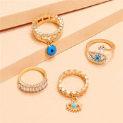 4Pcs/Set Gold Color Evil Eye Women's Rings