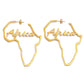 Gold Large  Africa Map Earrings