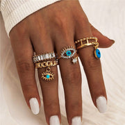 4Pcs/Set Gold Color Evil Eye Women's Rings