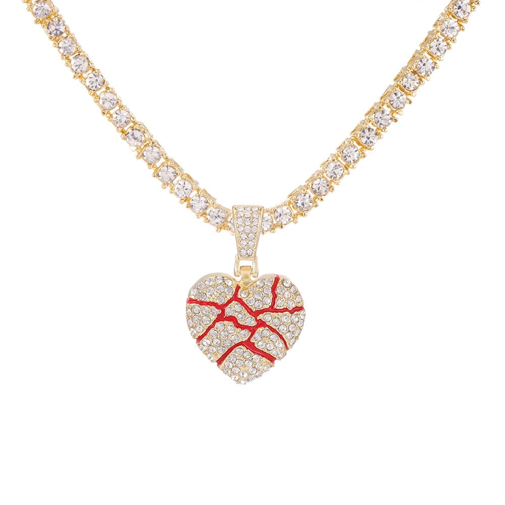 Hip Hop Iced Out Bling  Out Broken Heart NECKLACE