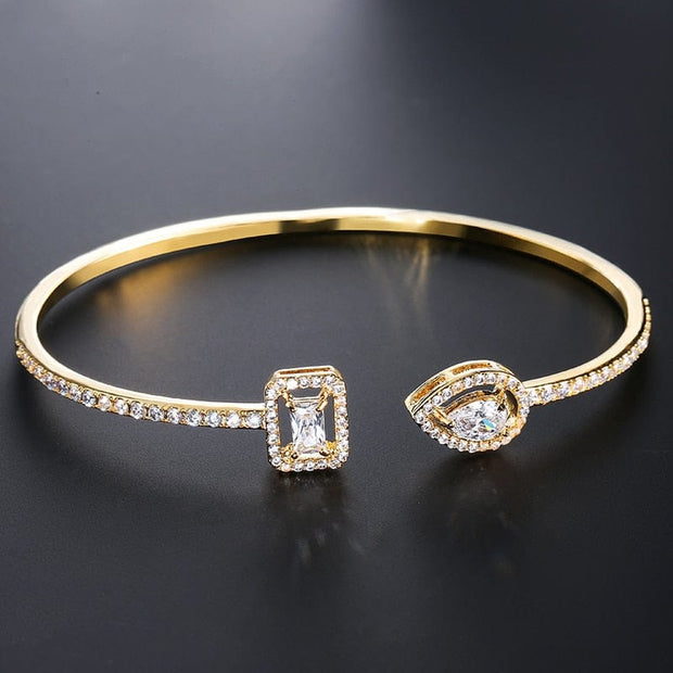 Adjustable CZ Open Women's Bracelet Cuff Bangle Bracelet