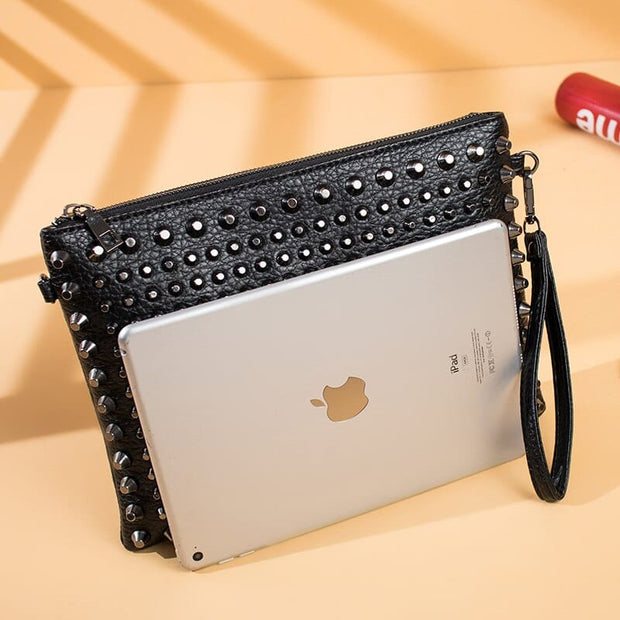 Black Spiked Women  Clutch Handbag