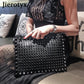 Black Spiked Women  Clutch Handbag