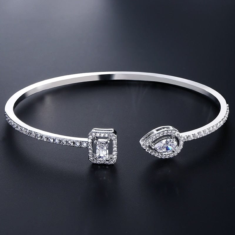Adjustable CZ Open Women's Bracelet Cuff Bangle Bracelet