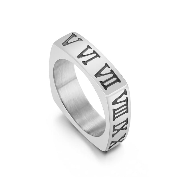 Square  Roman Numeral Women's Ring