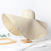 Summer 25cm Large Wide Brim Foldable Sun Hats For Women Oversized Sun Shade Hat Travel Straw Hat Lady UV Protection Beach Hat