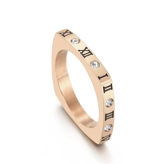 Square  Roman Numeral Women's Ring