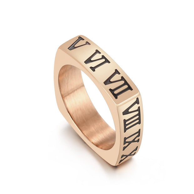 Square  Roman Numeral Women's Ring